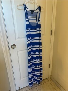 Forever 21 Blue and White Striped Racerback Maxi